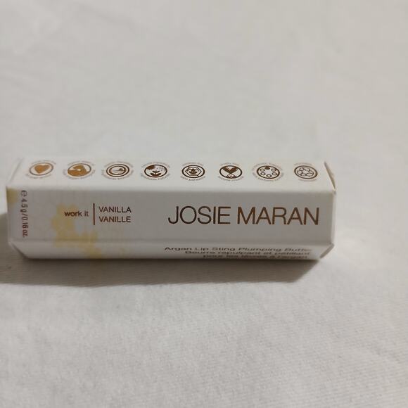 NIB Josie Maran WORK IT VANILLA Argan Lip Sting Plumping Butter Manuka honey - Picture 2 of 11